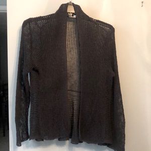 Eileen Fisher charcoal loose knit cardigan size M.